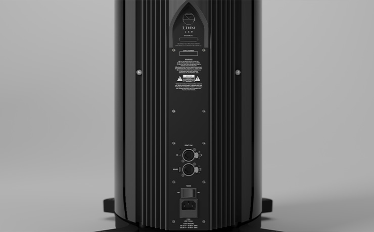 The rear view of the lower section of the Linn 360 speaker