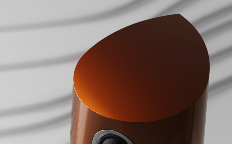 The top of the 360 speaker showing its teardrop shape - this is the single malt finish