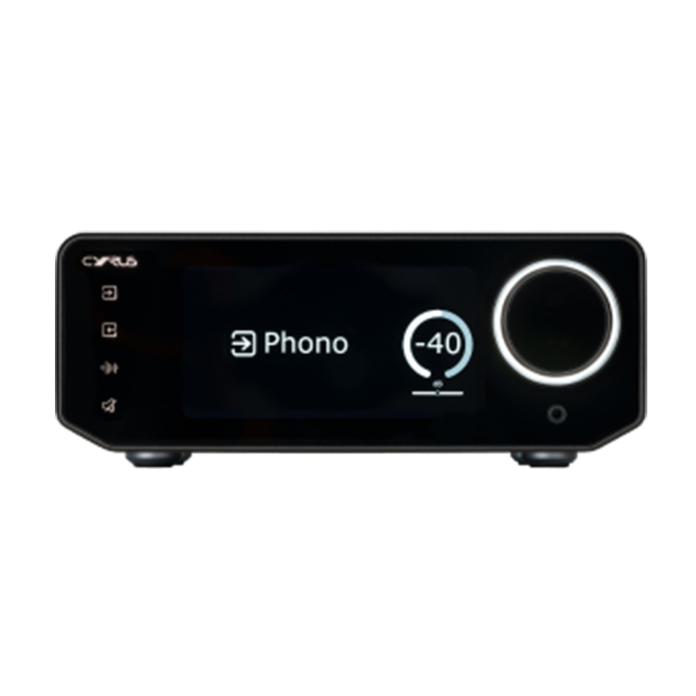 The front view of the Cyrus 40 Amp with its front display