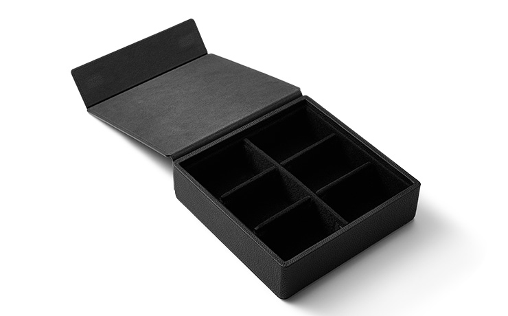 Astell & Kern earphone case open with six slots for earphones