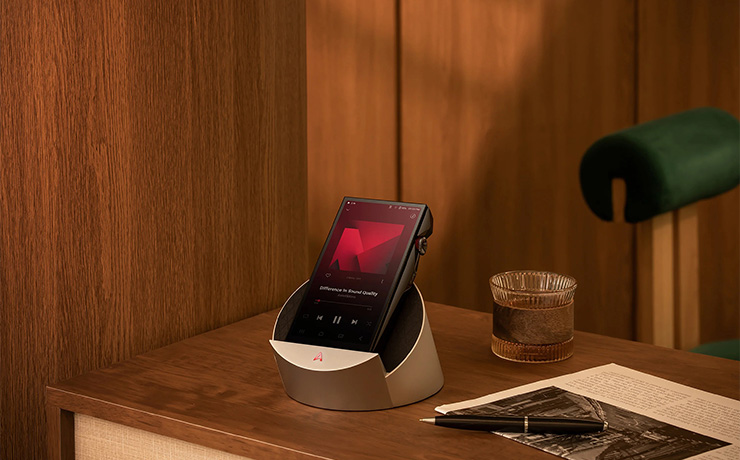 the AK Cradle on a table with an A&K player in place