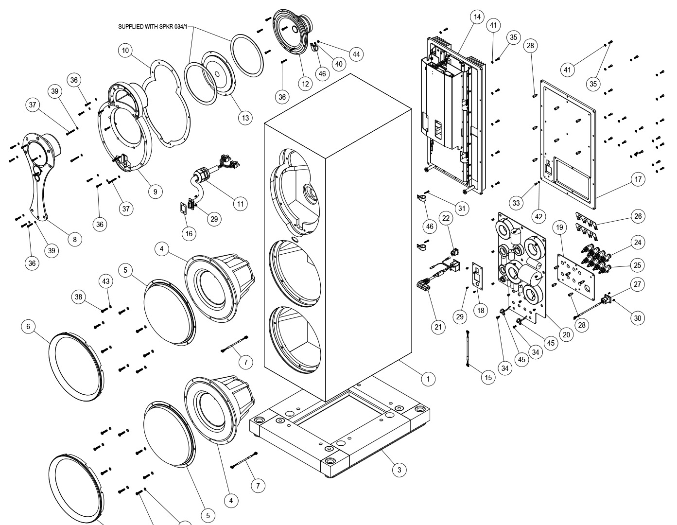 Linn Komri Loud speaker exploded view