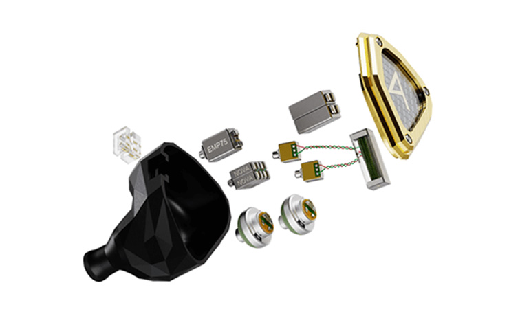 Astell & Kern Novus earphone bud split into components