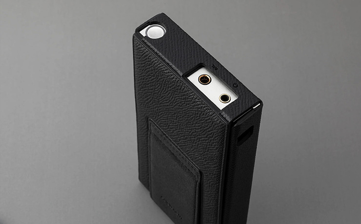 The Astell & Kern PD10 case in black with the PD10 player inside