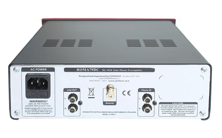 Synthesis Roma 79DC Phono Preamplifier rear view