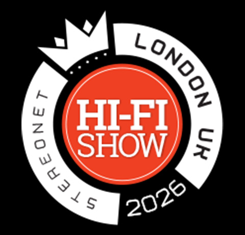 A logo that says "Hi-Fi Show" in a red circle in the centre the, around the outside, "London UK" and "2026" and "Stereonet"