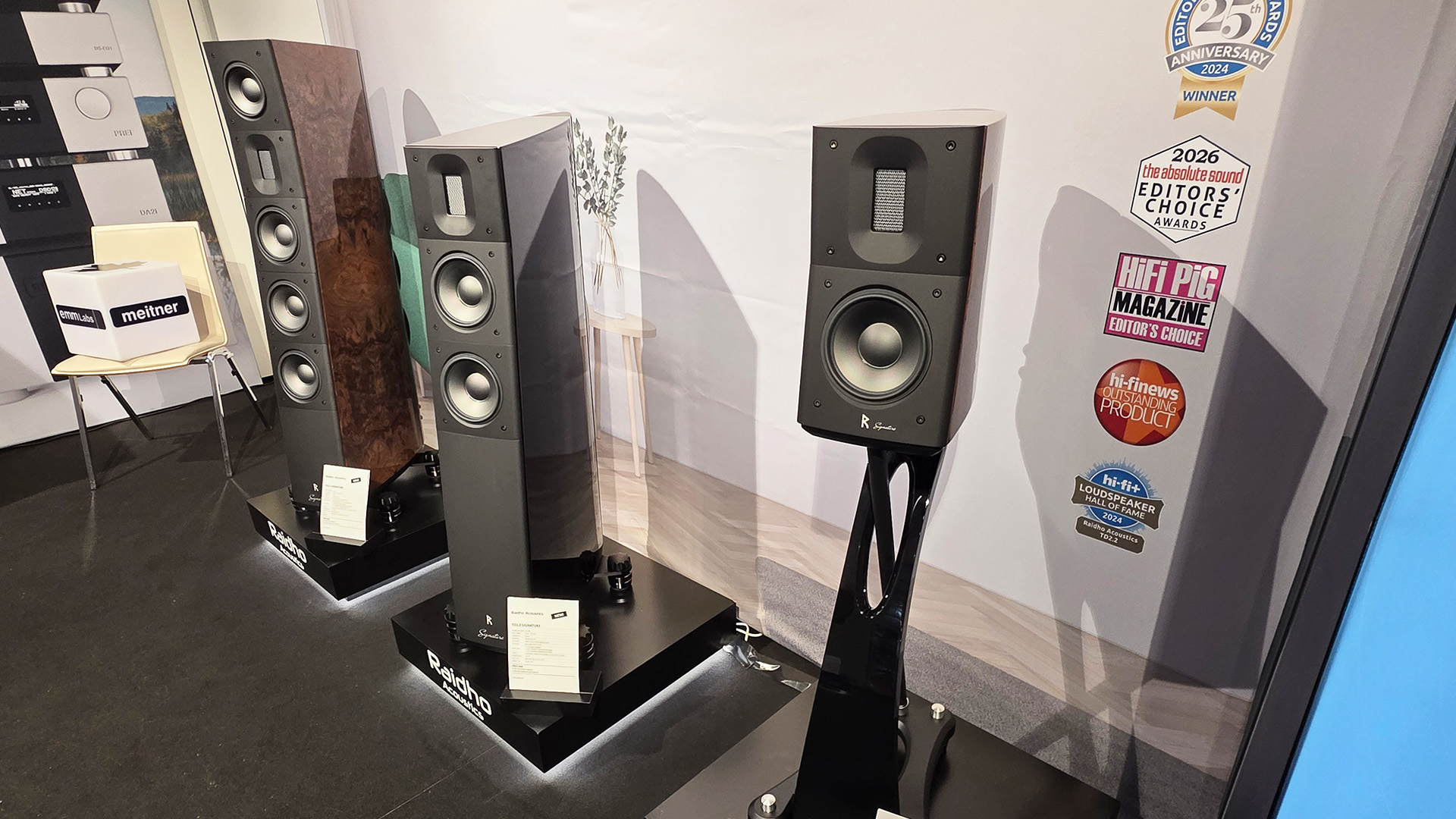 Three Raidho speakers