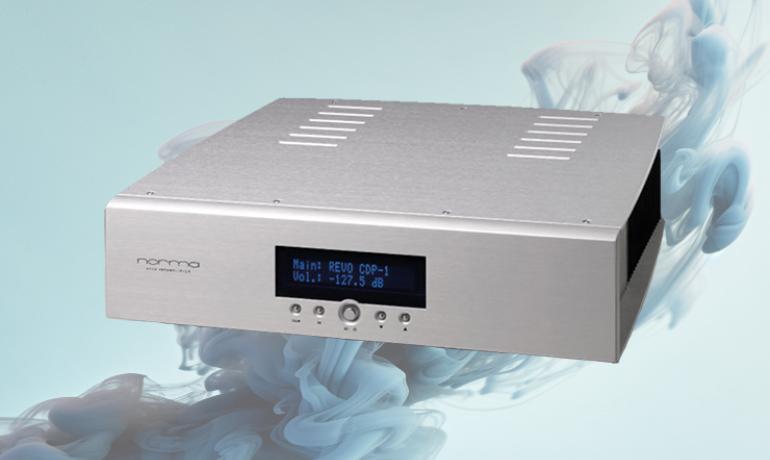 Norma REVO SC-2 LN Preamplifier on a background of blue and grey smoke