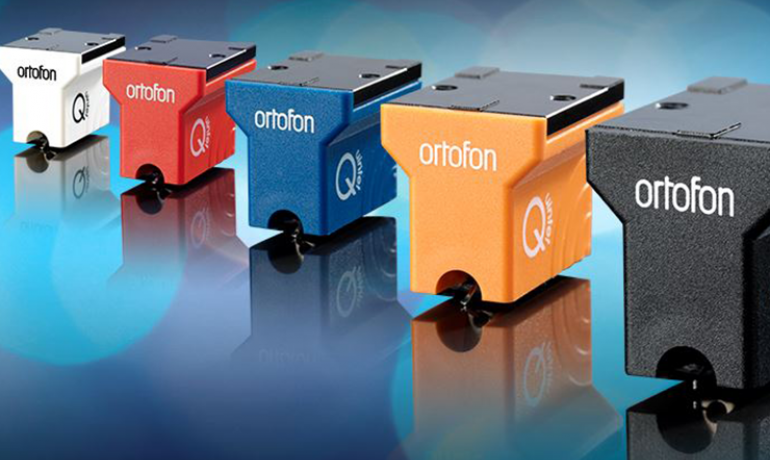 Ortofon Quintet Cartridges lined up: Mono, Red, Blue, Bronze and Black S