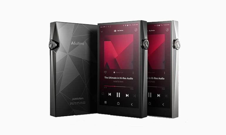 Astell&Kern A&Ultima SP3000 Portable Music Player in a variety of colours on a grey background