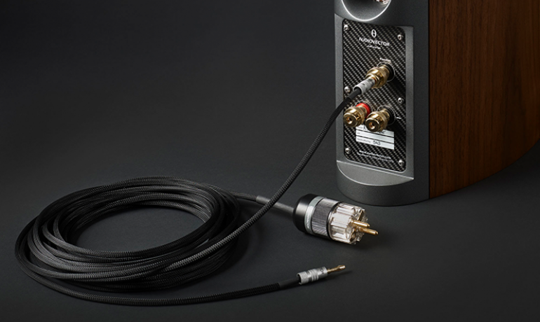 Audiovector cable and the rear of an Audiovector loudspeaker