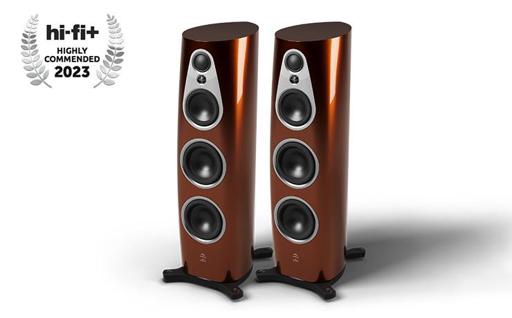 Linn 360 Speakers with the HiFi awards logo in the top left