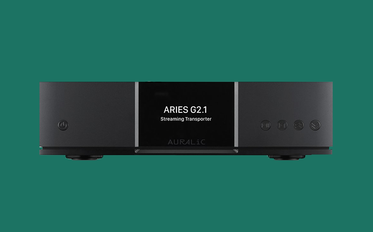 AURALiC Aries G2.1 Wireless Streaming Transporter with a green background
