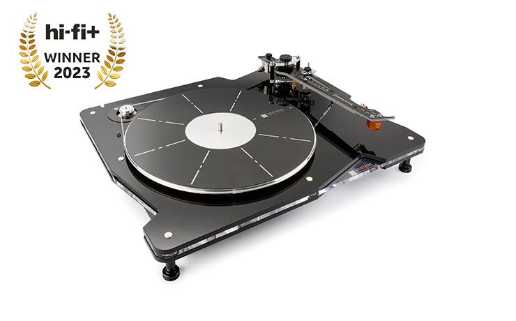 Vertere DG-1 S Dynamic Groove Turntable with the HiFi Plus awards logo in the top left