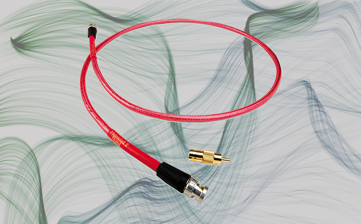 Nordost Heimdall 2 Digital Cable (75ohm).  Background is green wavy lines.