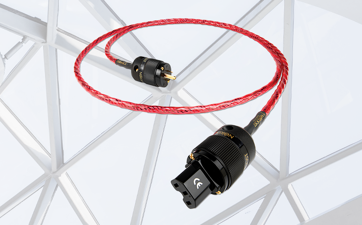 Nordost Heimdall 2 Power Cable.  Background: pexels-adrien-olichon-3137080 which is a criss-cross metal roof with glass.