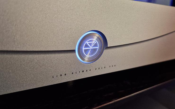 A close-up of the front of the Linn Klimax Solo 500 amplifier