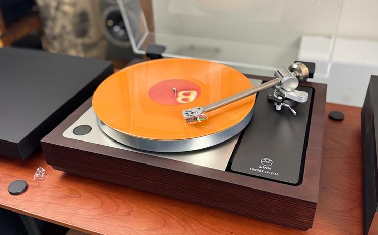 Linn Sondek LP12-50 with an orange record playing