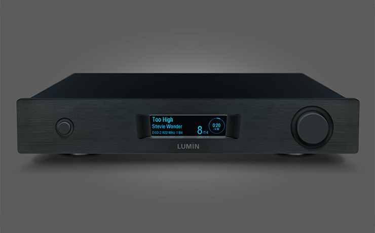Lumin M1 Network Music Player in black on a dark background
