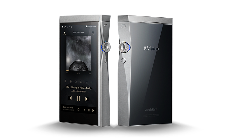 A pair of Astell & Kern SE180 Portable Music Players, one viewed from the front, one from the back