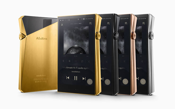 Five Astell&Kern SP2000 music players.  One seen from the back.