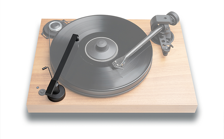 Project Sweep-IT S2 Premium real-time vinyl brush shown on a turntable.