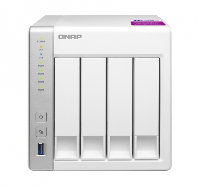 QNAP TS-431P2 Four Bay Network Attached Storage (NAS) front and top view.