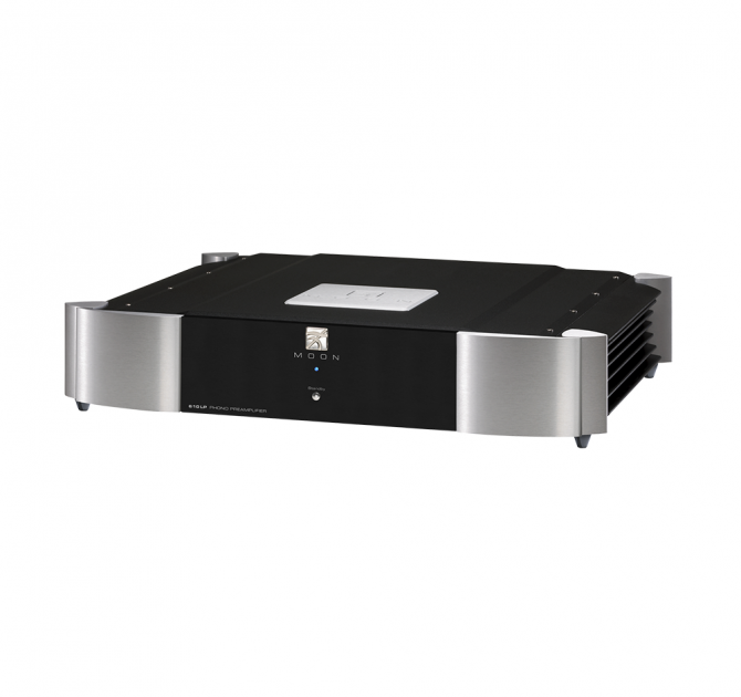 Moon 610LP Phono Preamplifier in silver and black.