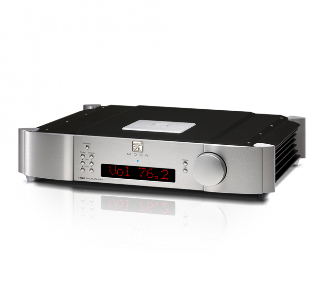 Moon 740P Single Chassis Reference Balanced Preamplifier in silver.