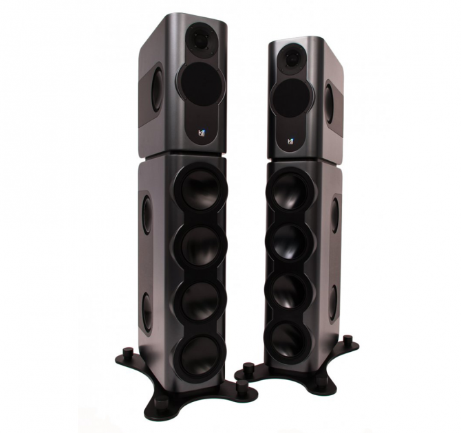 A pair of Kii Three BXT Loudspeakers in graphite