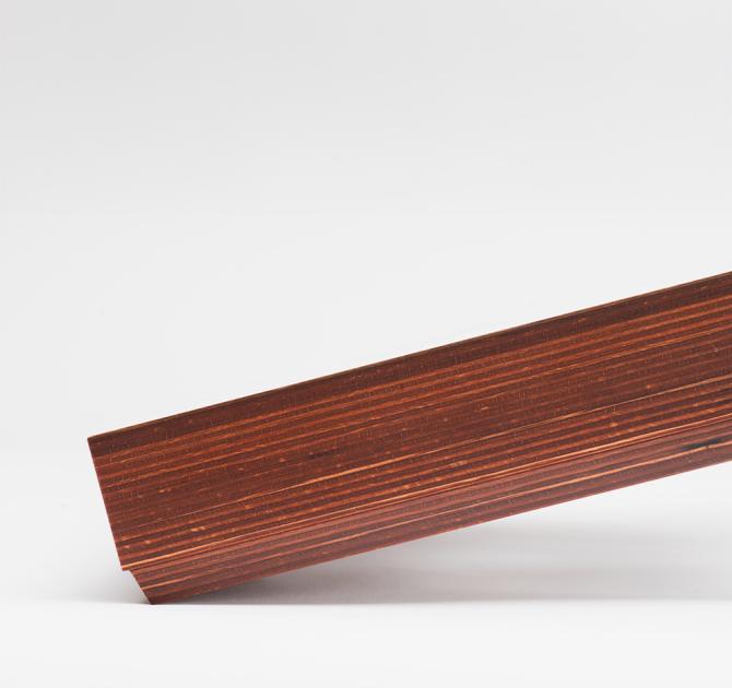 Linn Bedrok plinth which is coloured in alternating layers of light and dark brown