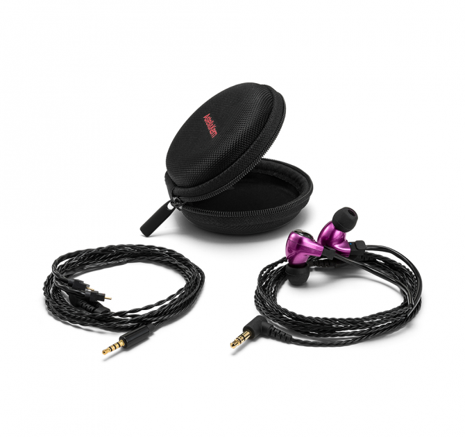 Astell & Kern Billie Jean JH Audio Earphones in purple with case.