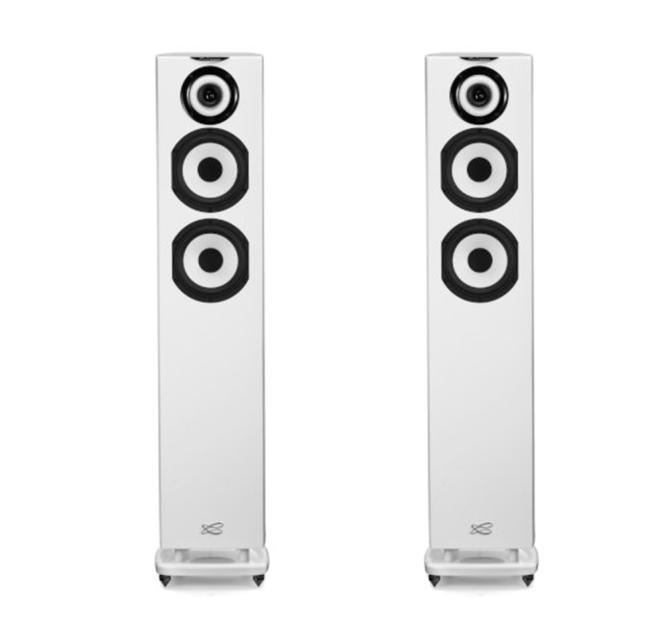 A pair of Cabasse Java MC40 floorstanding speakers in white