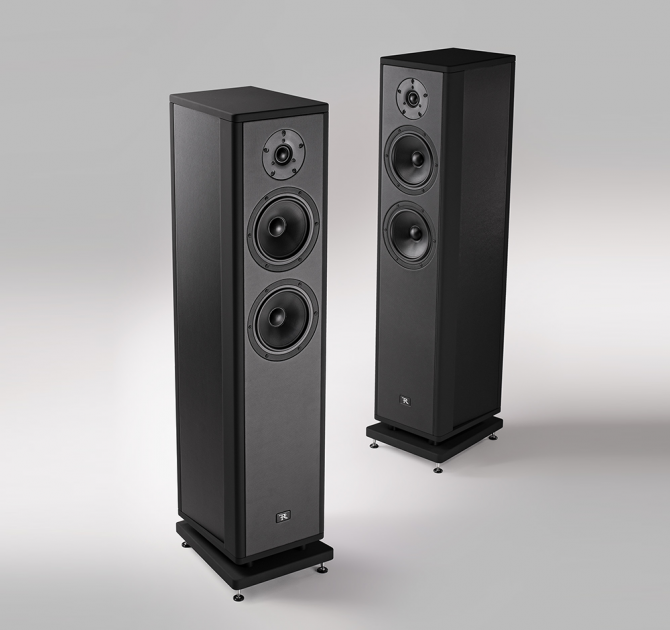 a pair of Rosso Fiorentino Elba II Loudspeakers in black