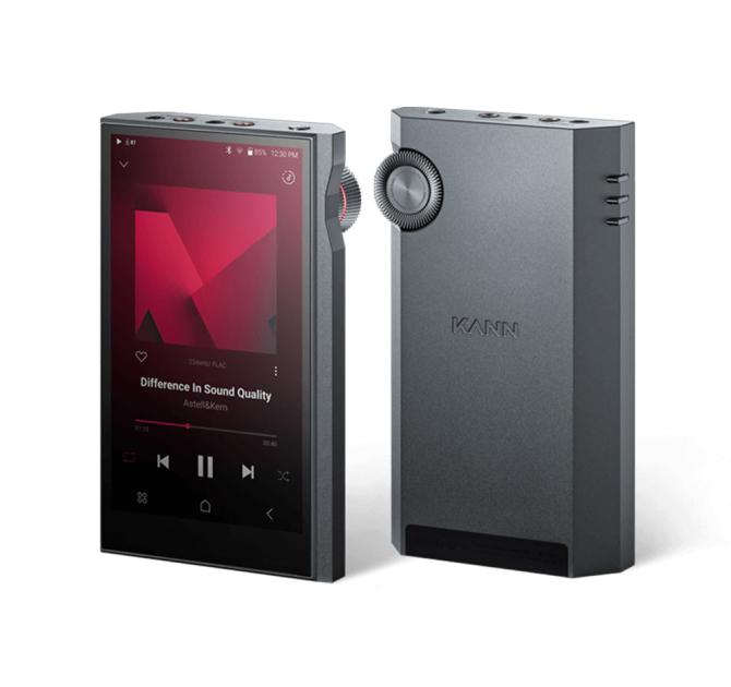 A pair of Astell & Kern Kann Ultra Portable Music Players.  One front facing and the other rear facing