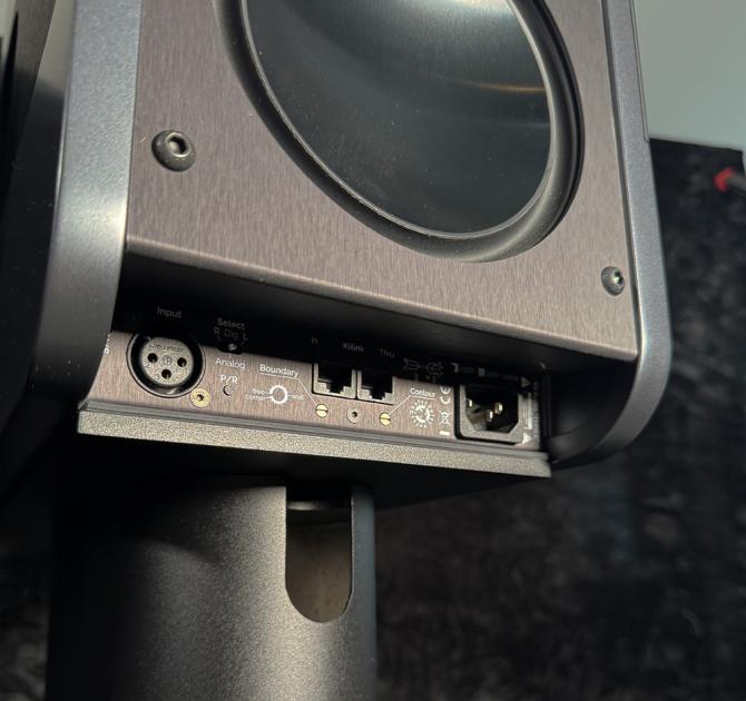 close-up of the back of the Kii Three speaker showing the connections
