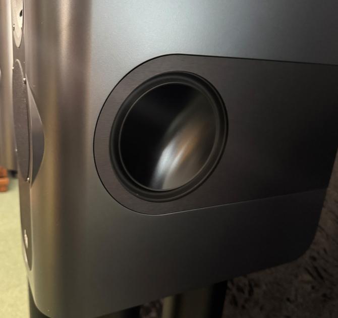 The side of the Kii Three speaker in black