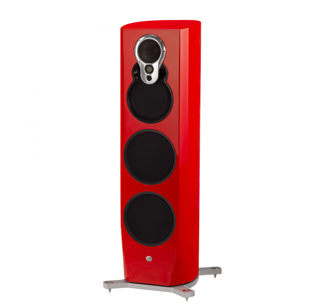 Linn Klimax 350 Exakt Loud Speakers Aktiv in Gloss Red.