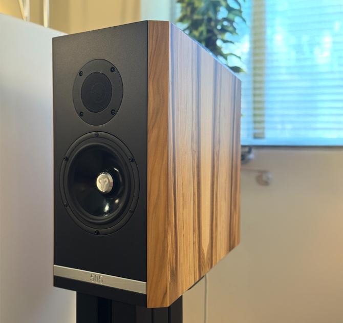 A Kudos 505 speaker in liquid amber at the ripcaster showroom