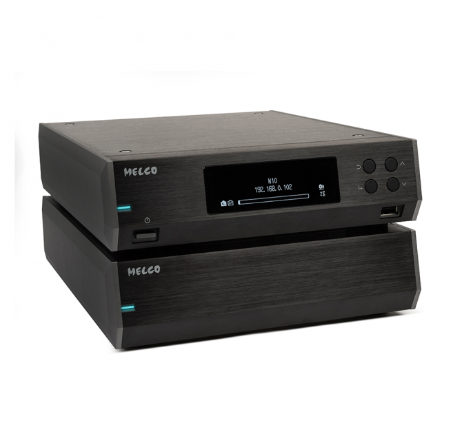 Melco N10/2 Digital Music Library in black, one on top of the other
