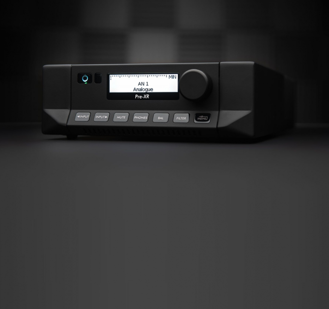 Cyrus Pre-XR Pre-Amplifier front angled view
