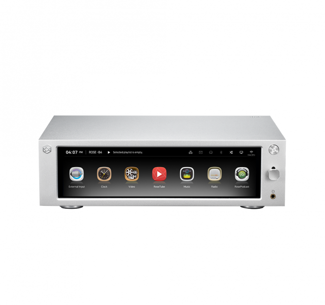 Rose RS-201E Streamer, DAC and amplifier front view