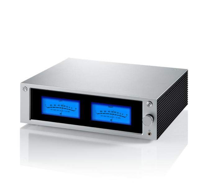 HiFi Rose RS250 Streamer, DAC and pre-amplifier showing VU meter display