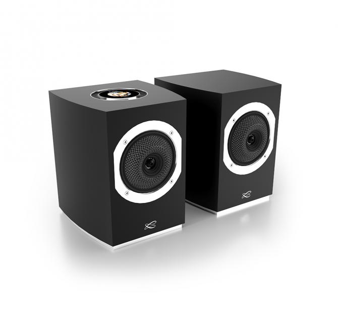 A pair of Cabasse Rialto speakers in black