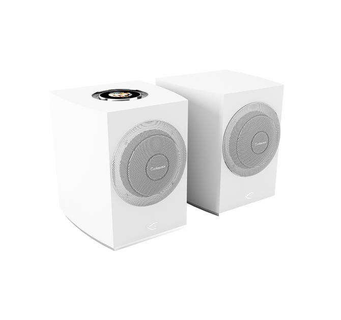 A pair of Cabasse Rialto speakers in white