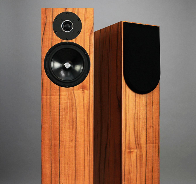 A pair of Kudos Super 20A Loudspeakers.  One with grill, one without.
