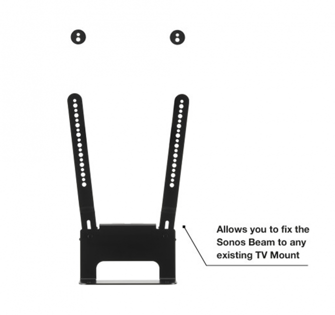 Flexson TV Mount Attachment Beam Black x1 with the words "allows you to fix the Sonos Beam to any existing TV Mount".