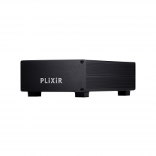 PliXiR DC Power Supply for Roon Nucleus, Roon Nucleus +.  Front and side angle.