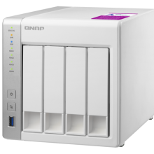 QNAP TS-431P2 Four Bay Network Attached Storage (NAS) front, top and side view.
