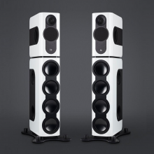 A pair of Kii Three BXT Loudspeakers in high gloss white